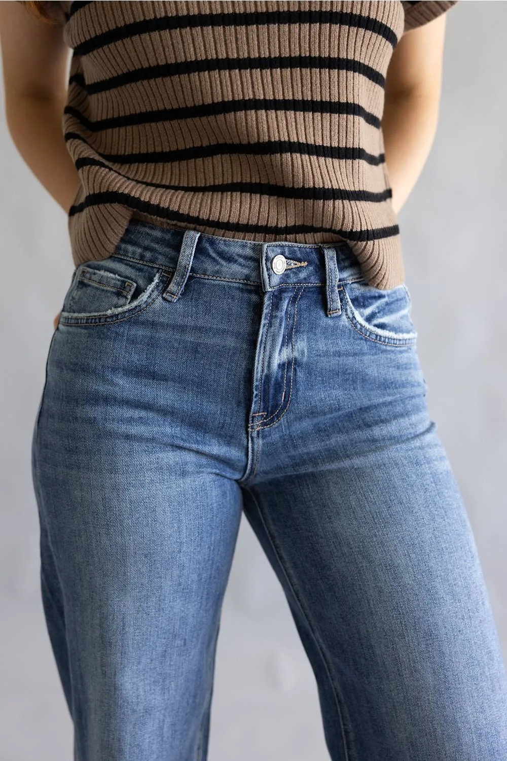 Vervet High Rise Distressed Wide Leg Jeans for Women | T7076 sold by Glik’s product image thumbnail 3