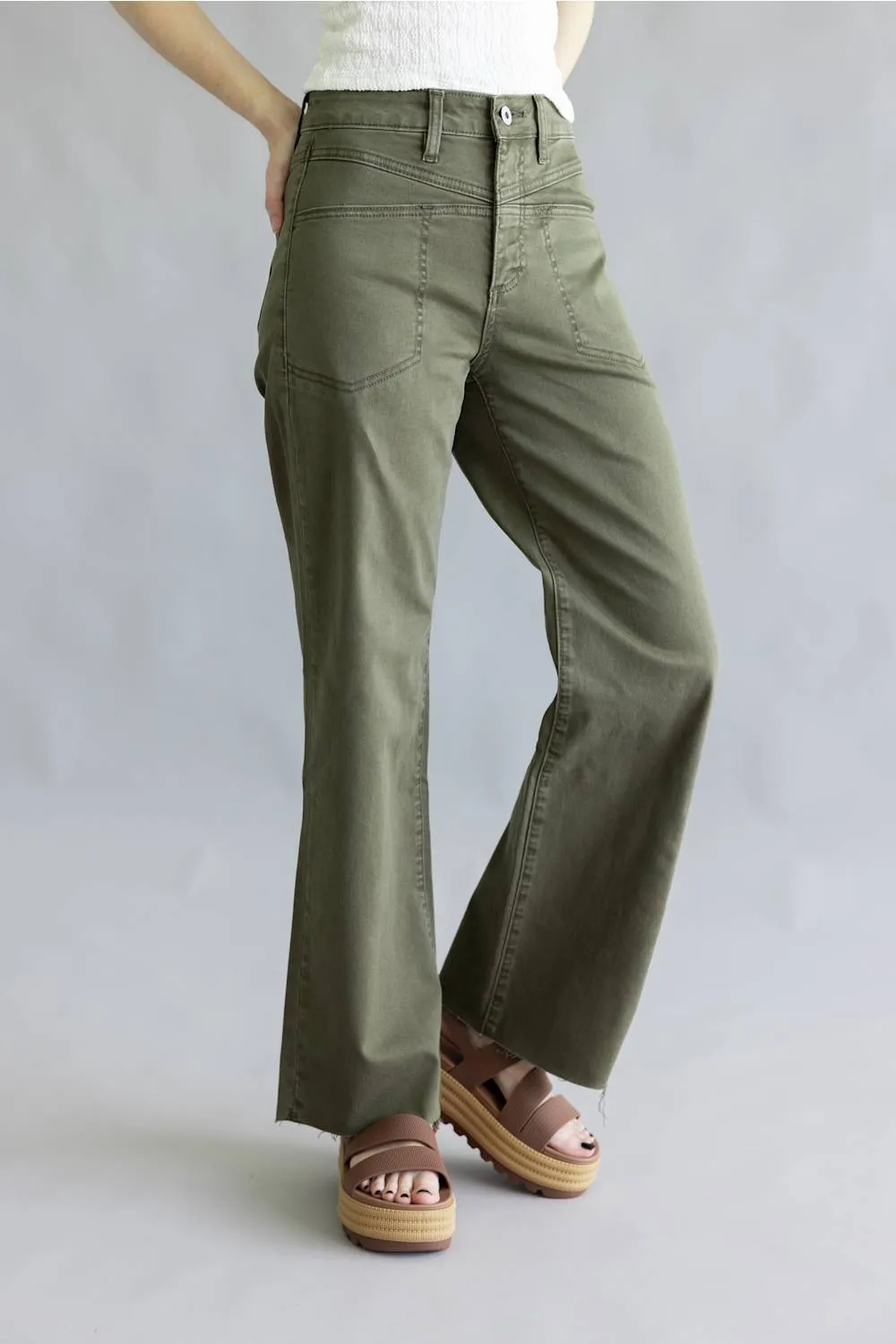 Mica High Rise Front Yoke Wide Leg Jeans for Women in Green | MDP-W3915OL sold by Glik’s product image thumbnail 4