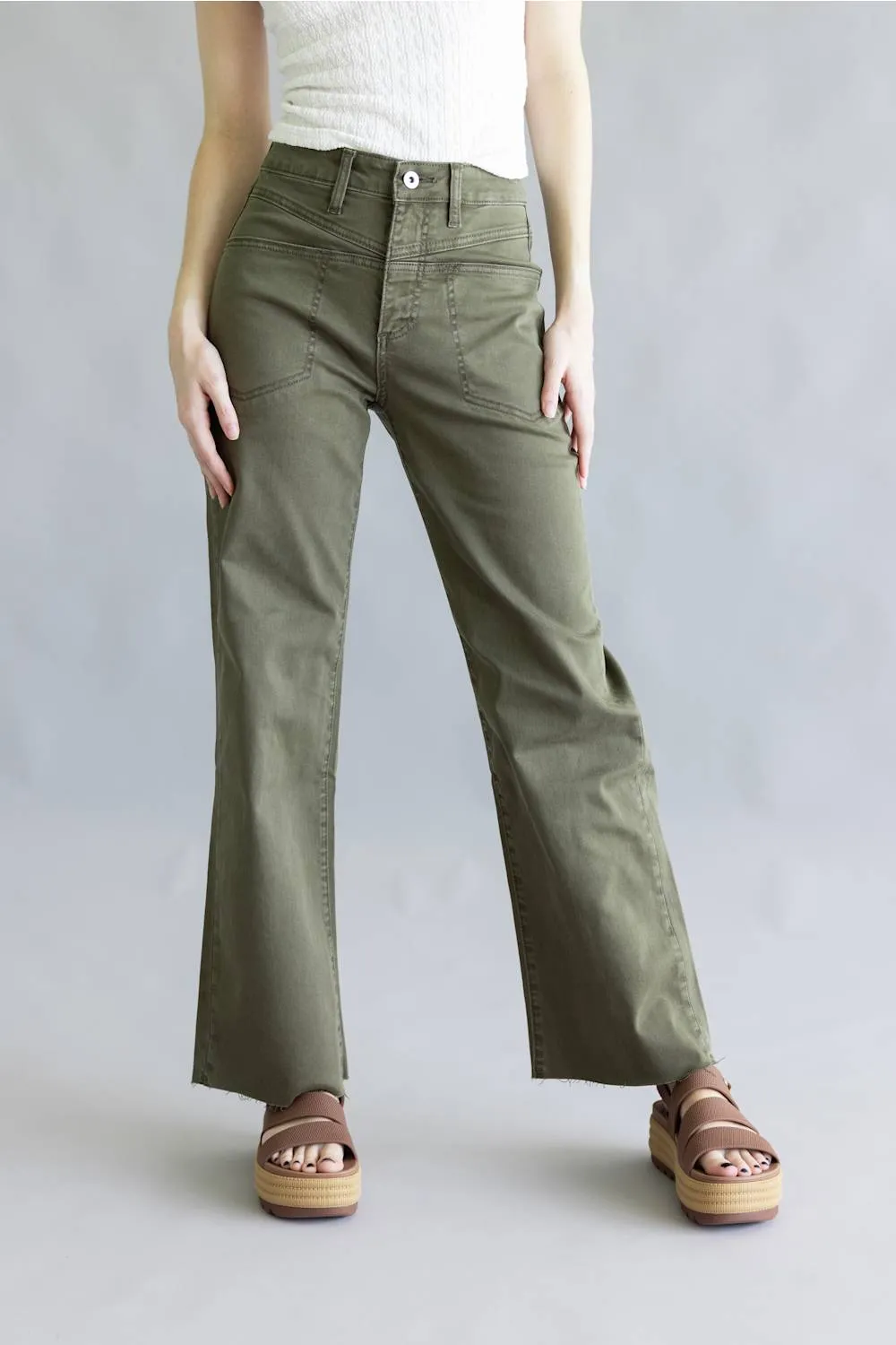 Mica High Rise Front Yoke Wide Leg Jeans for Women in Green | MDP-W3915OL sold by Glik’s product image thumbnail 5