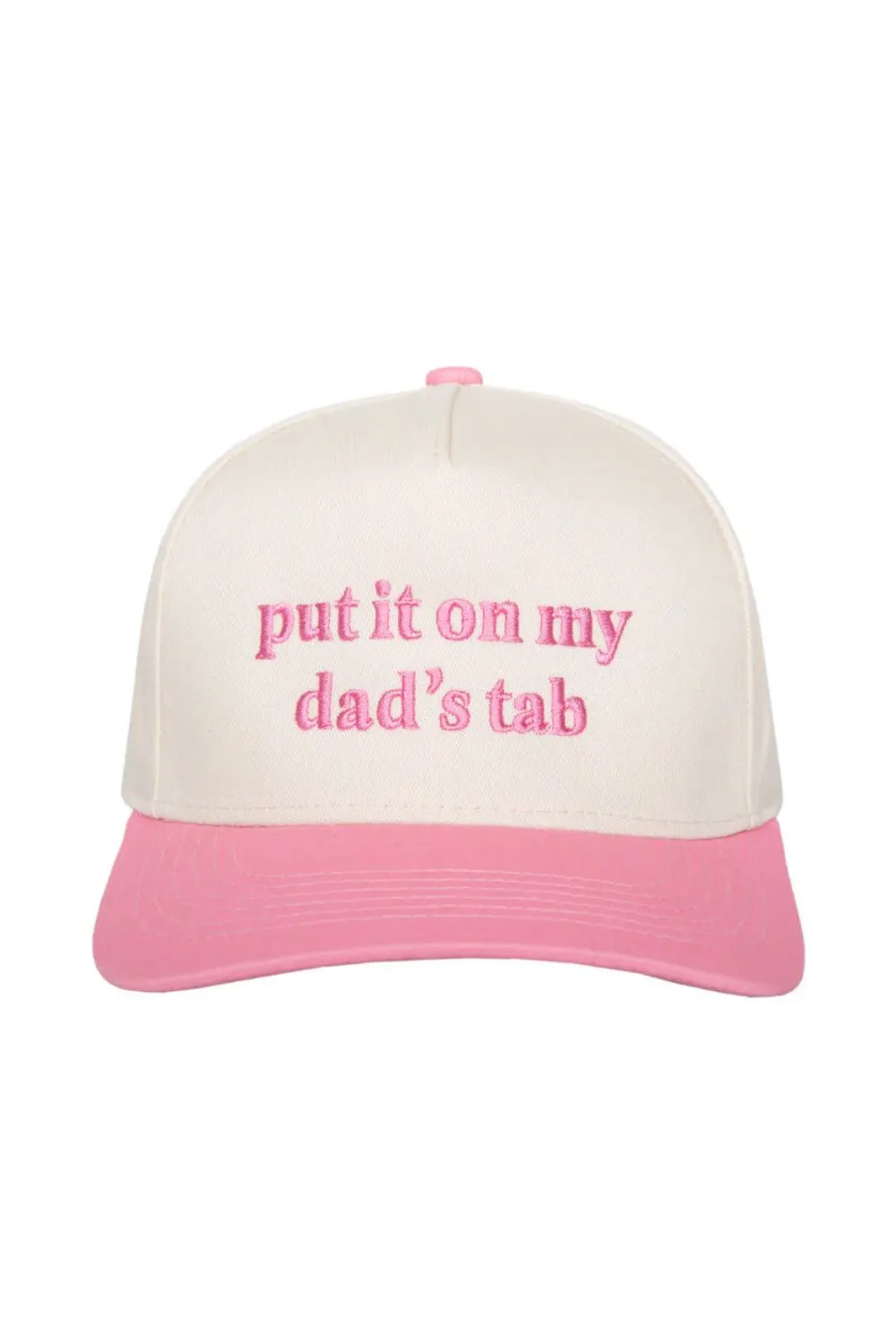 Put It On My Dad’s Tab Trucker Hat for Women in Pink/Tan | KDC-BC-1154-PNK-TAN sold by Glik’s product image thumbnail 2