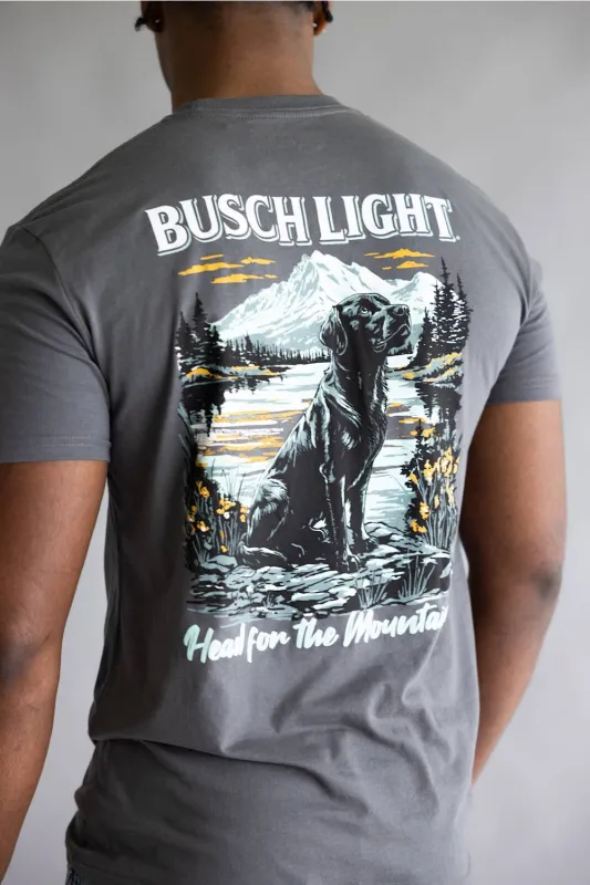 JEDCo Busch Light Mountain Lab T-Shirt for Men in Charcoal | 7163-CHARCOAL made by Glik’s