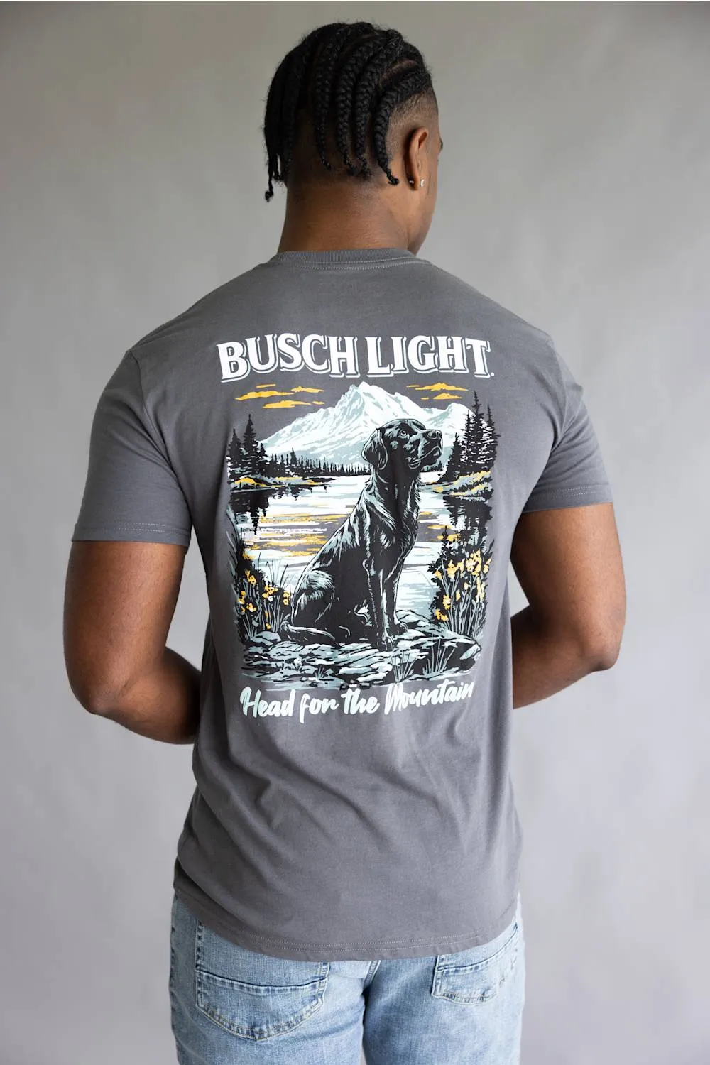 JEDCo Busch Light Mountain Lab T-Shirt for Men in Charcoal | 7163-CHARCOAL sold by Glik’s product image thumbnail 4