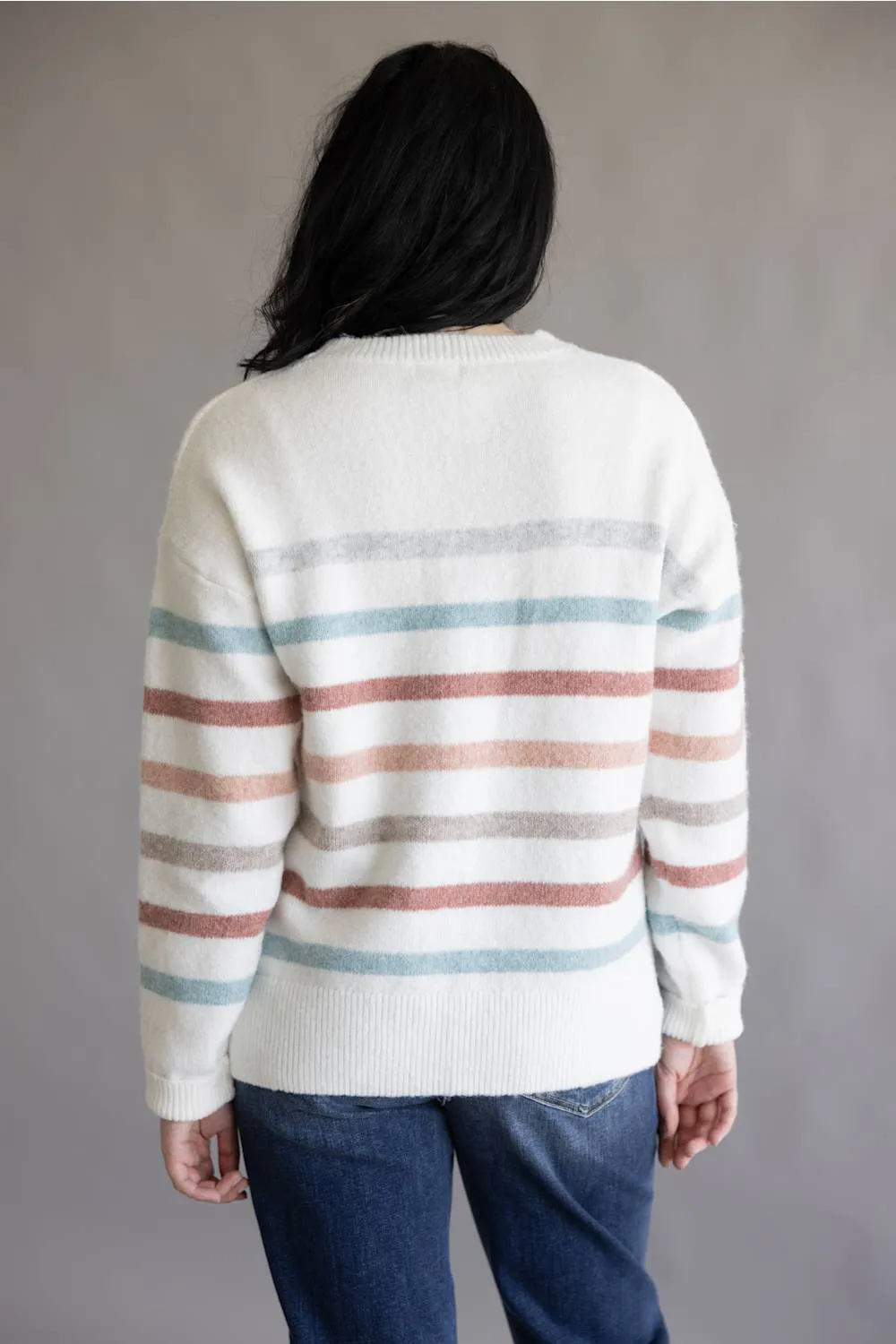 La Miel Striped Sweater for Women in Snow Multi | JDS3604-SNOW MULTI sold by Glik’s product image thumbnail 4