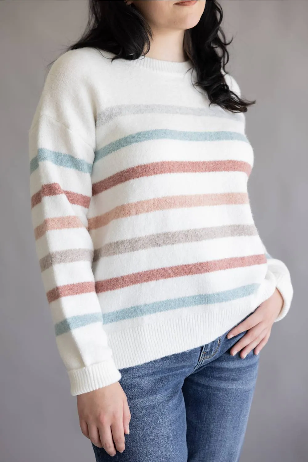 La Miel Striped Sweater for Women in Snow Multi | JDS3604-SNOW MULTI sold by Glik’s product image thumbnail 2