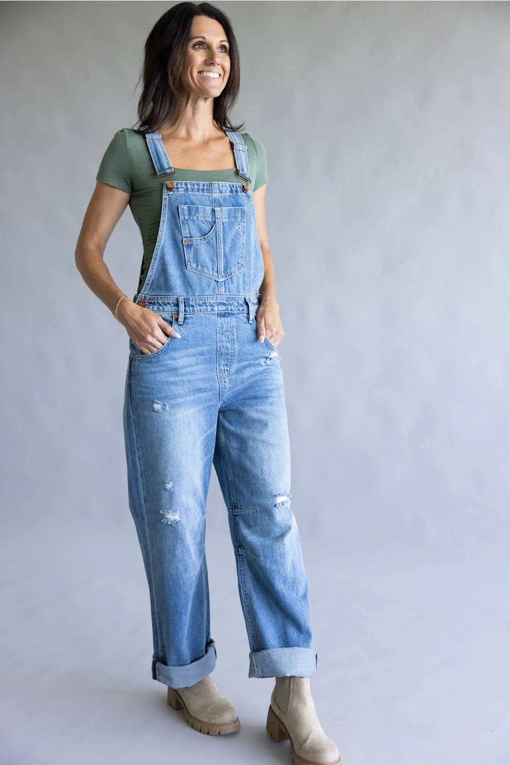 Hidden Dylan Denim Overalls for Women in Medium Wash | HD8137-MD sold by Glik’s product image thumbnail 3