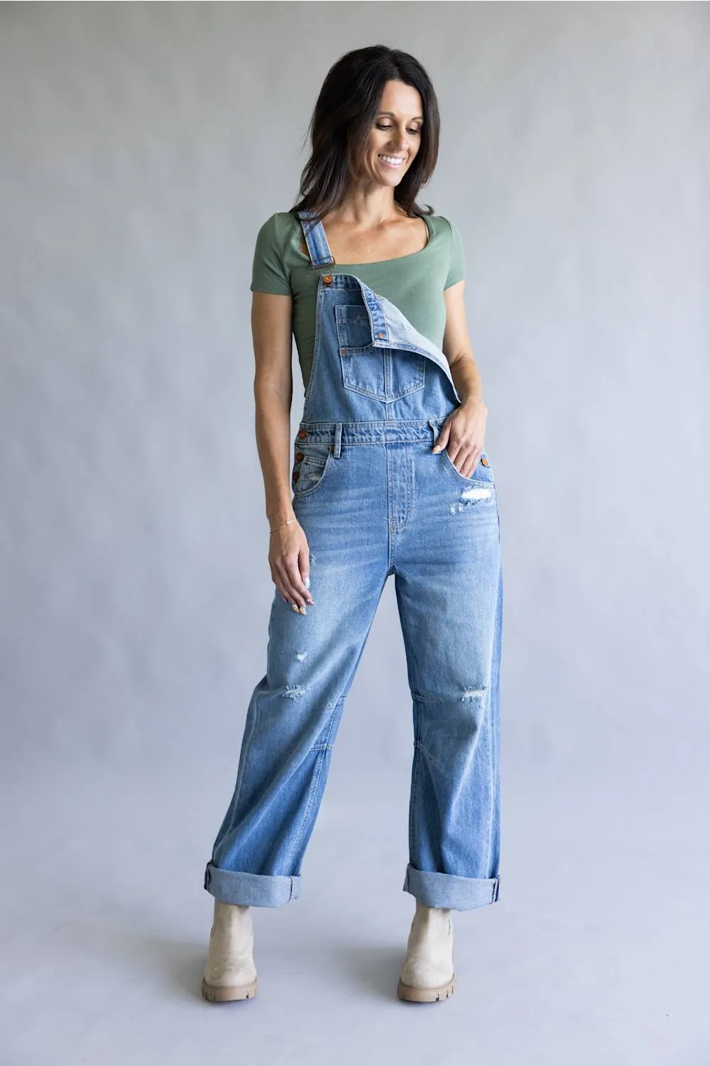 Hidden Dylan Denim Overalls for Women in Medium Wash | HD8137-MD sold by Glik’s product image thumbnail 5
