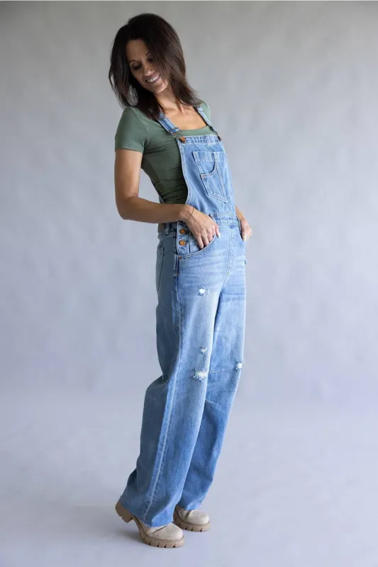 Hidden Dylan Denim Overalls for Women in Medium Wash | HD8137-MD made by Glik’s