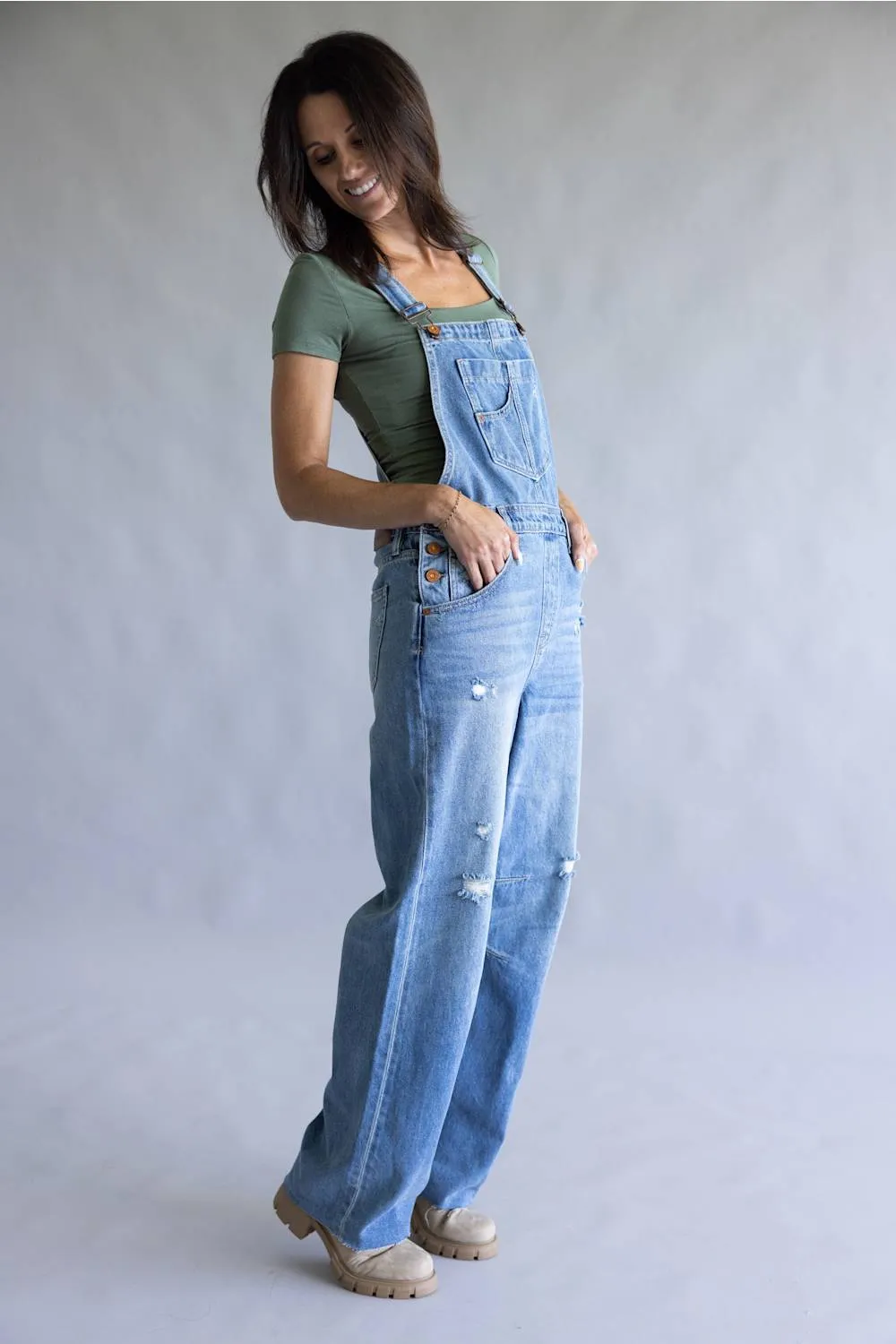 Hidden Dylan Denim Overalls for Women in Medium Wash | HD8137-MD sold by Glik’s