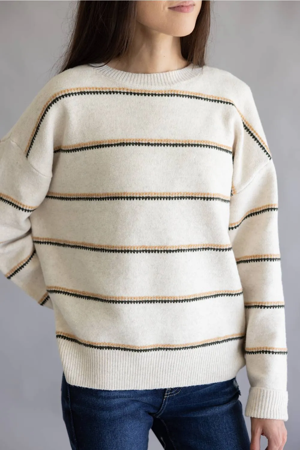 Skies Are Blue Striped Sweater for Women in Ivory | 46574GK-IRYCAMOLV sold by Glik’s product image thumbnail 3