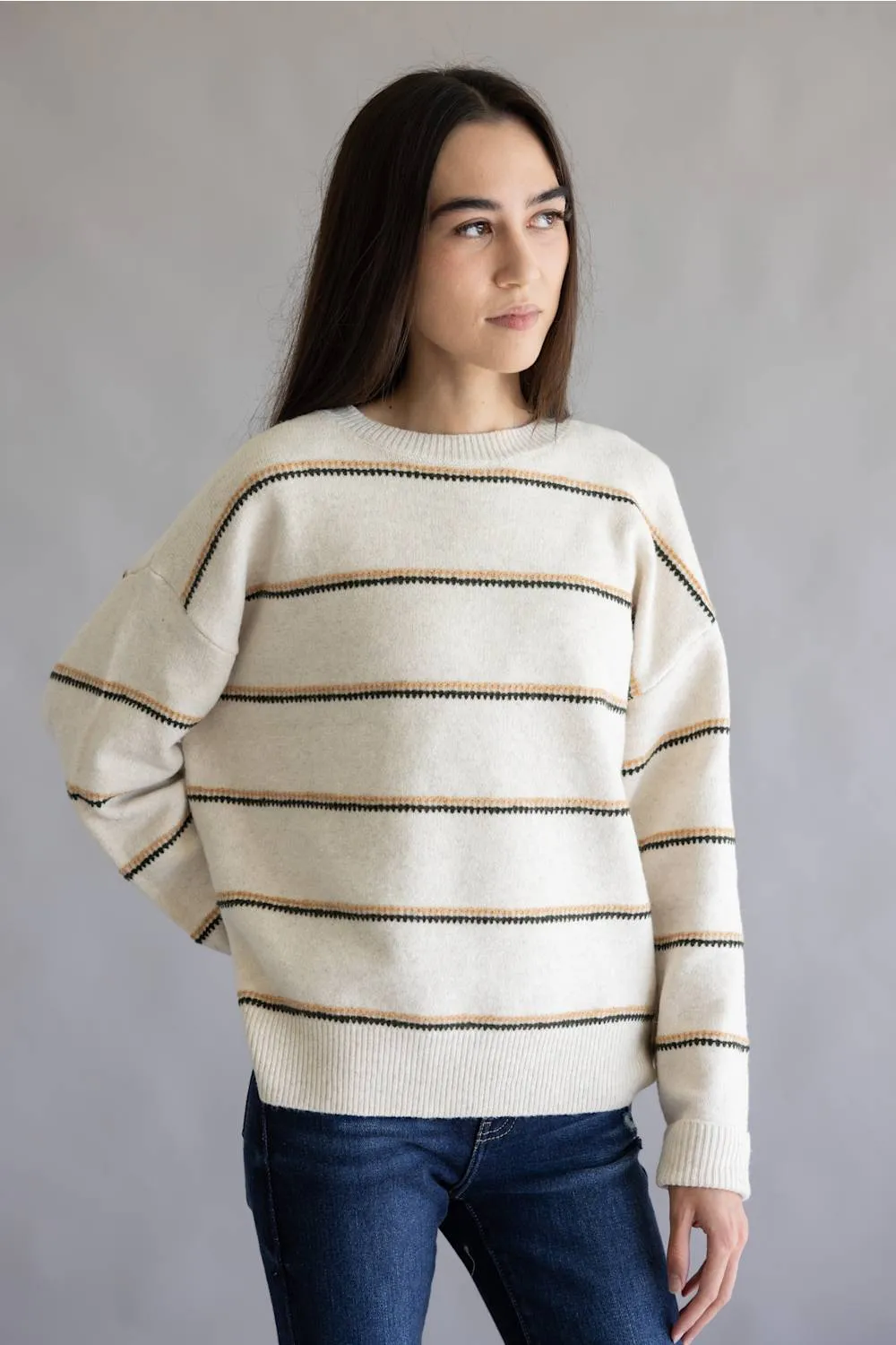 Skies Are Blue Striped Sweater for Women in Ivory | 46574GK-IRYCAMOLV sold by Glik’s product image thumbnail 5