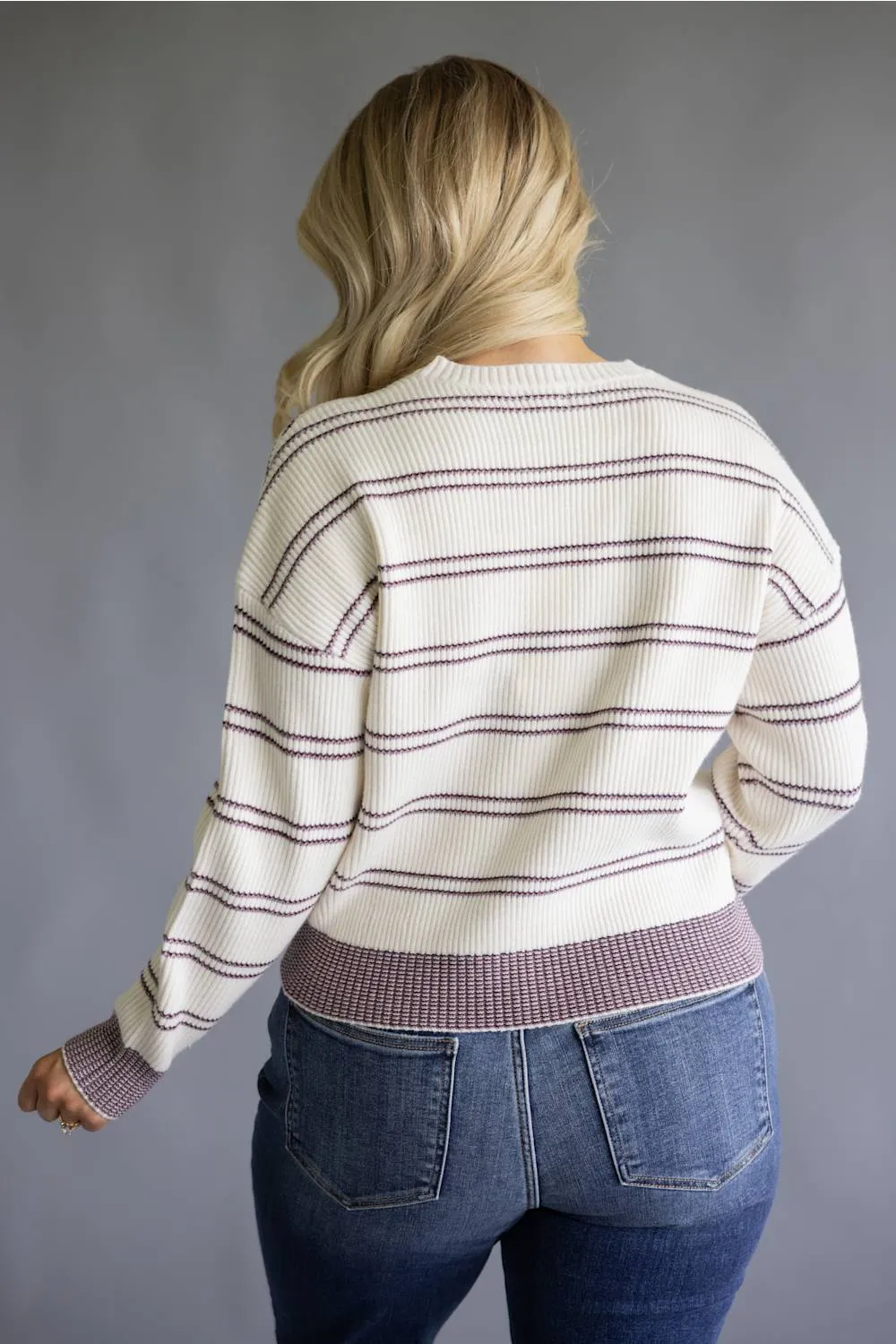 Thread & Supply Ely Knit Sweater for Women in Cream/Burgundy Stripe | T2798SWTS-CREAMBURGANDYSTRIPE sold by Glik’s product image thumbnail 3