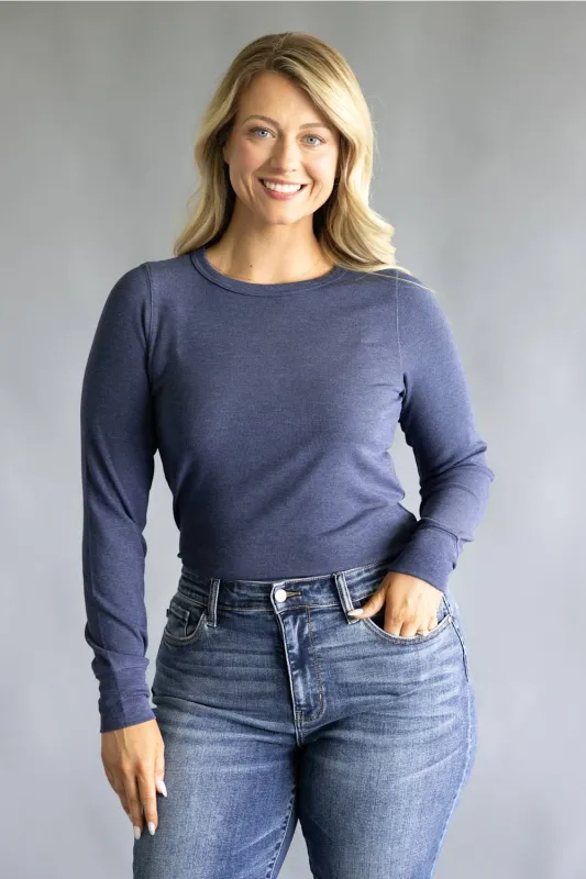 Thread & Supply Stacy Shirt for Women in Heather Navy | T1390MSTS-HEATHERNAVY made by Thread & Supply