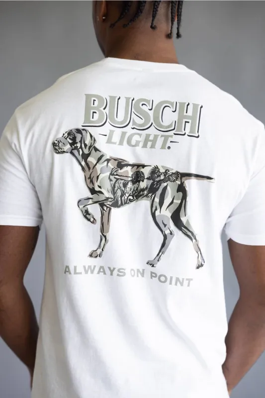 JEDCo Busch Camo Dog T-Shirt for Men in White | 2271-WHITE made by Glik’s