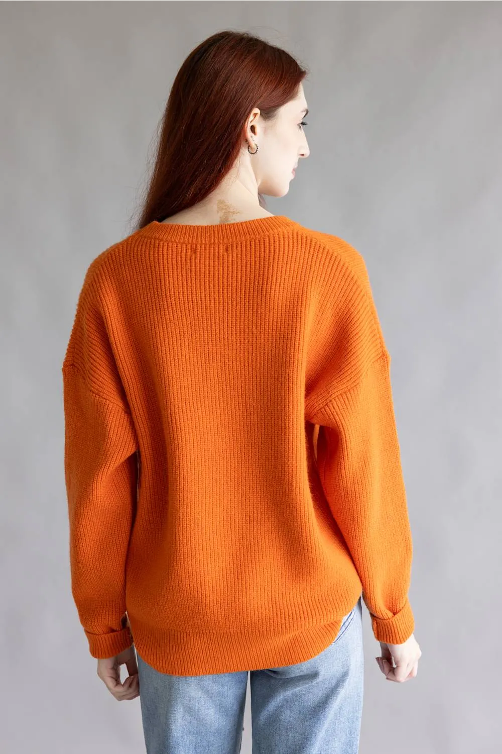 Main Strip Pumpkin Face Sweater for Women in Orange | CL21010-BURNTORANGE sold by Glik’s product image thumbnail 4