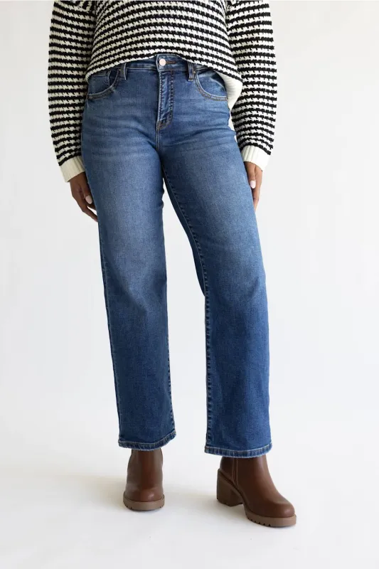 Risen Tummy Control High Rise Ankle Straight Leg Jeans for Women | PSA21439 made by Risen