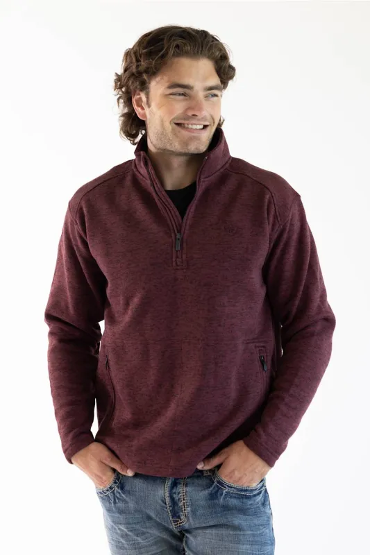 Ariat Caldwell 1/4 Zip Sweater for Men in Red Mahogany made by Ariat