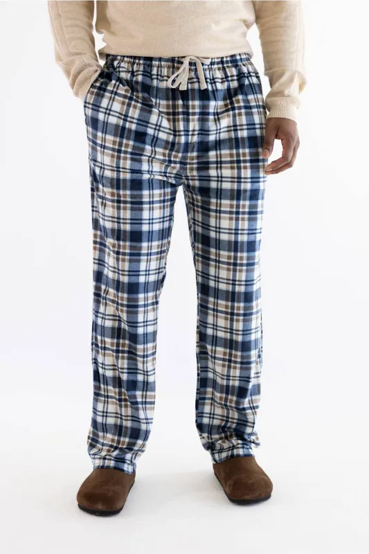 Weatherproof Vintage Silky Lounge Pants for Men in Beige Plaid made by Glik’s