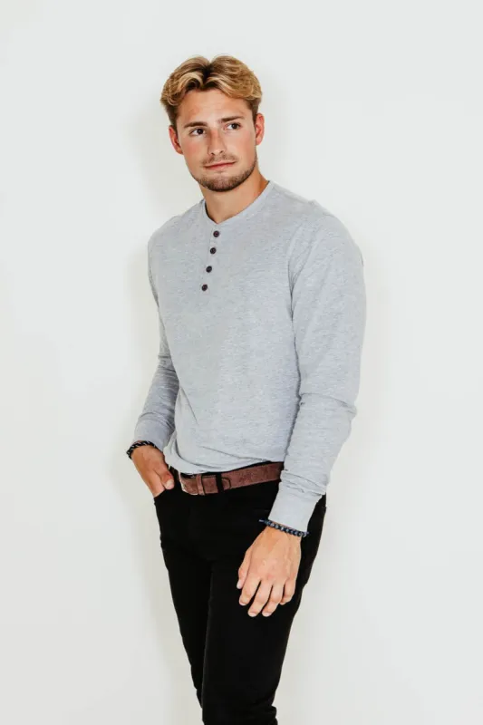 Weatherproof Vintage Long Sleeve Jersey Henley Shirt for Men in Light Grey Heather | F83610GK-LTGREYHEATHER sold by Glik’s
