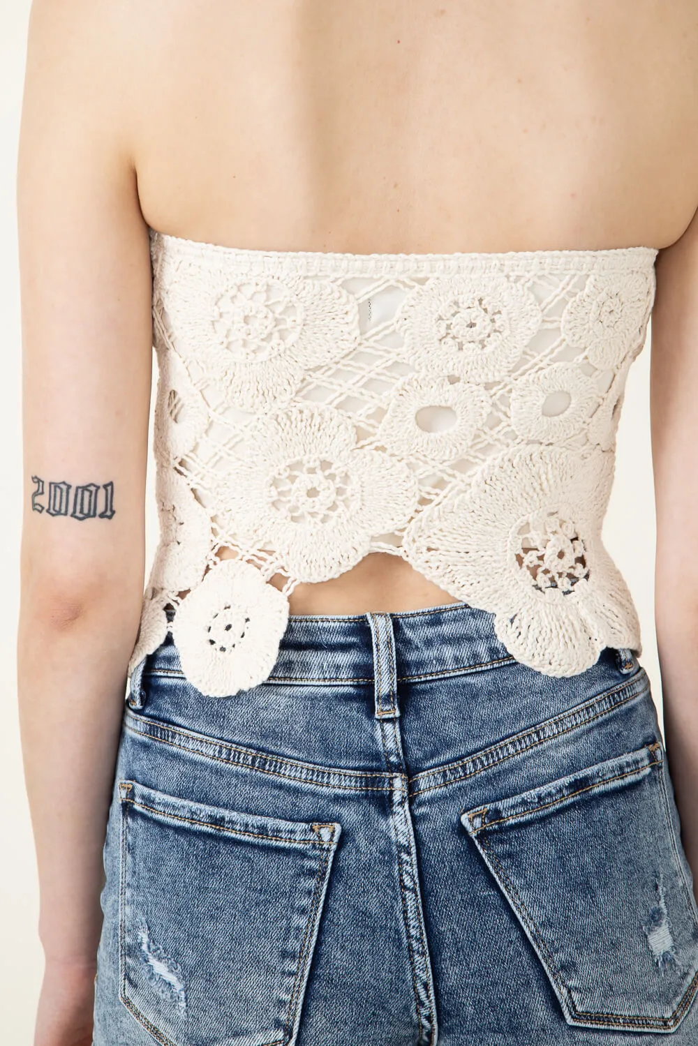 Crochet Flyaway Lace Tube Top for Women in Natural | IBT30310-NATURAL sold by Glik’s product image thumbnail 5