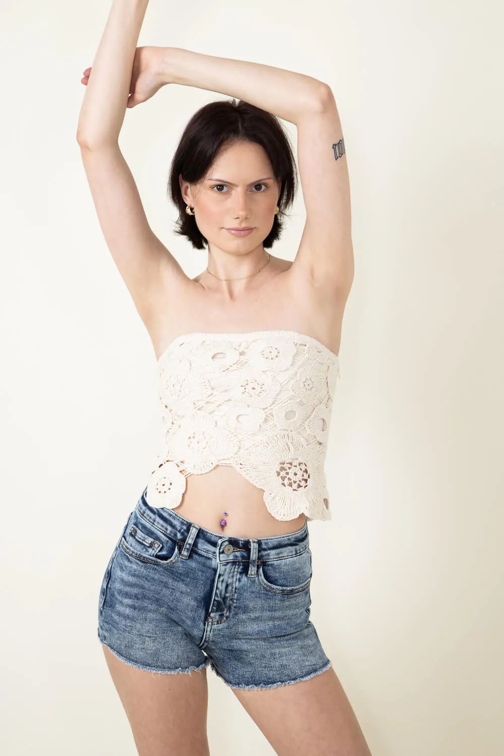 Crochet Flyaway Lace Tube Top for Women in Natural | IBT30310-NATURAL sold by Glik’s product image thumbnail 2