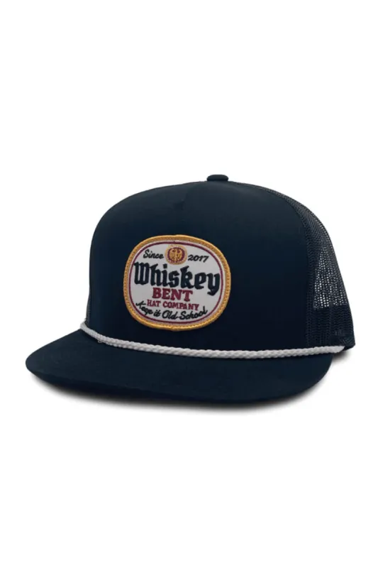 Whiskey Bent Label Rope Trucker Hat for Men in Black | BLKLABEL sold by Glik’s