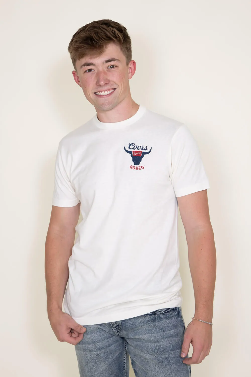 Brew City Coors Banquet Rodeo T-Shirt for Men in White | 14870-128C-NATURAL sold by Glik’s product image thumbnail 2