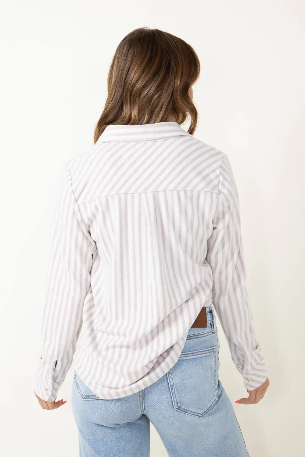 Thread & Supply Lewis Stripe Button Up Shirt for Women in Off White/Pink | T1084PVXTS-OFFWHITEPINKDUST sold by Glik’s product image thumbnail 3