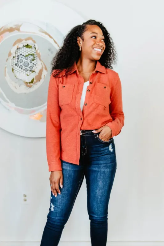Thread & Supply Lewis Button Up Shirt for Women in Red | T1084PVXTS-CINNABAR sold by Glik’s