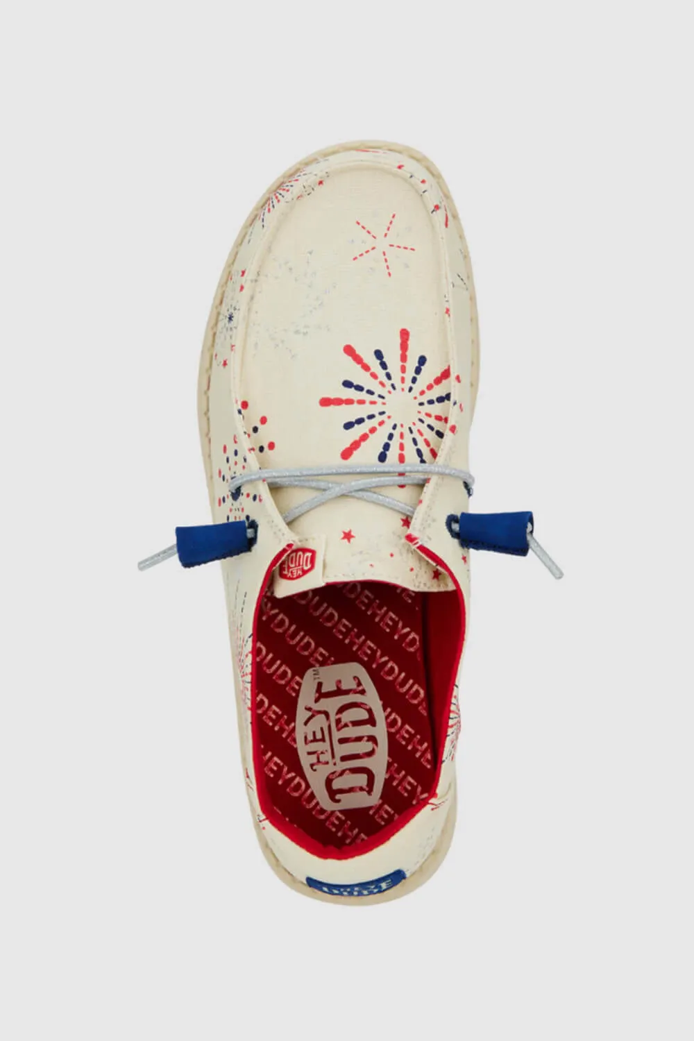 HEYDUDE Women’s Wendy Americana Firework Print Shoes in White | 41294-100 sold by Glik’s product image thumbnail 3