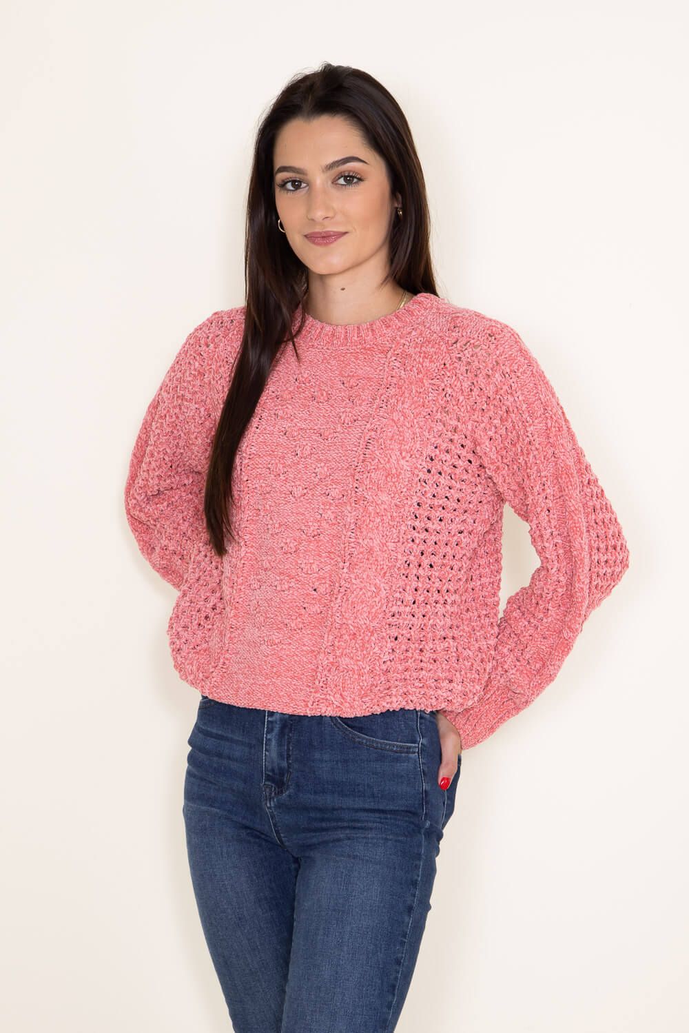 Simply Southern Chenille Cropped Sweater for Women in Pink | PP-0223-CROP-CHENILLE-PINK sold by Glik’s product image thumbnail 4