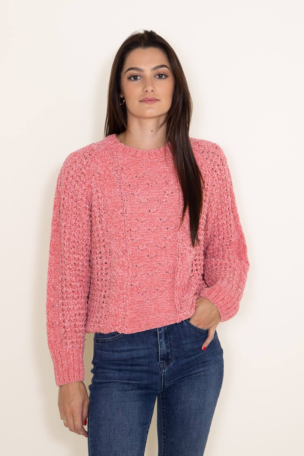 Simply Southern Chenille Cropped Sweater for Women in Pink | PP-0223-CROP-CHENILLE-PINK sold by Glik’s product image thumbnail 2