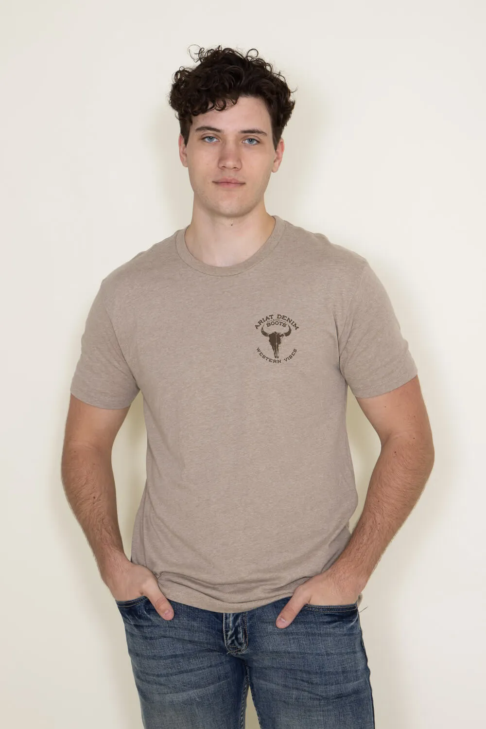 Ariat Bison Skull T-Shirt for Men in Oatmeal | 10047613-OATMEAL sold by Glik’s product image thumbnail 2