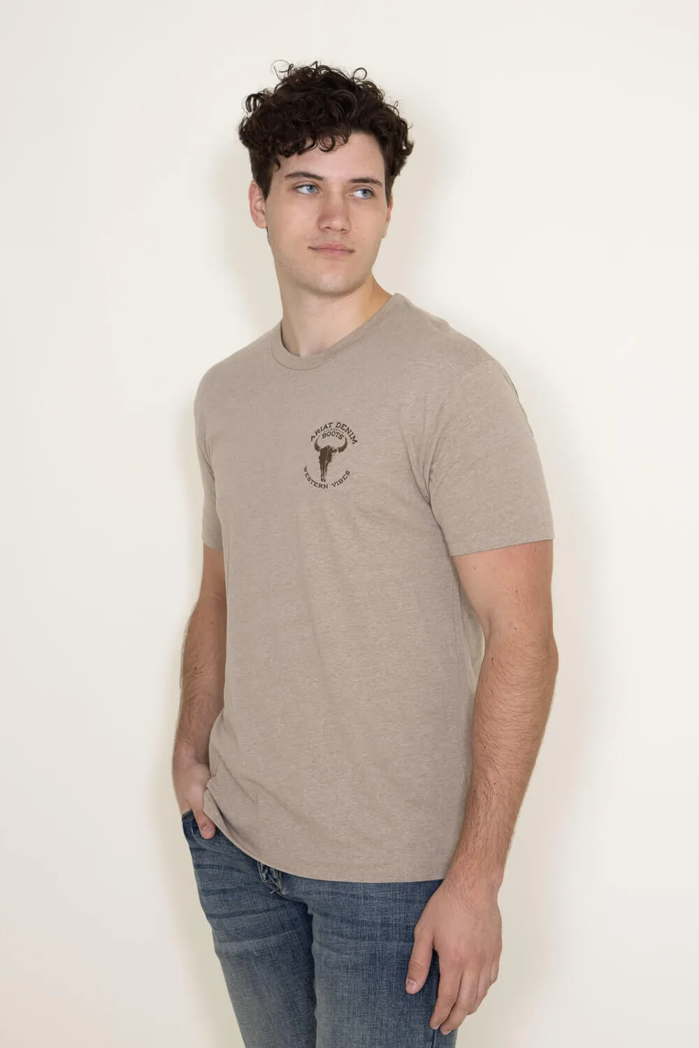 Ariat Bison Skull T-Shirt for Men in Oatmeal | 10047613-OATMEAL sold by Glik’s product image thumbnail 3