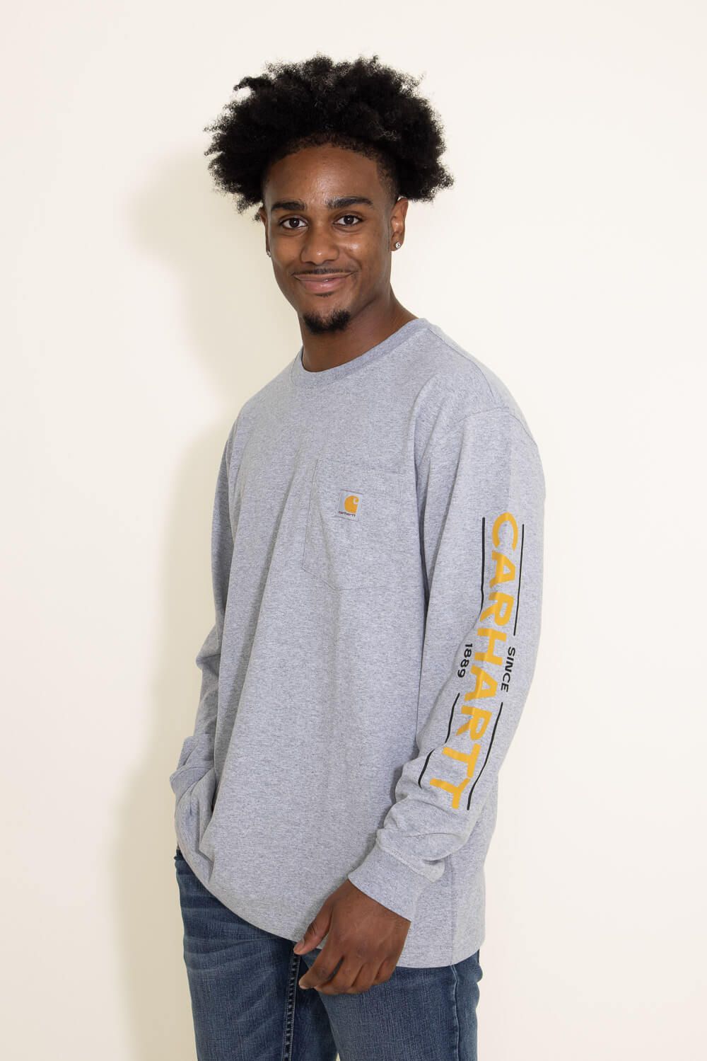 Carhartt Loose Fit Heavyweight Long Sleeve Fish Graphic T-Shirt for Men in Grey | 106039-HGY sold by Glik’s product image thumbnail 4