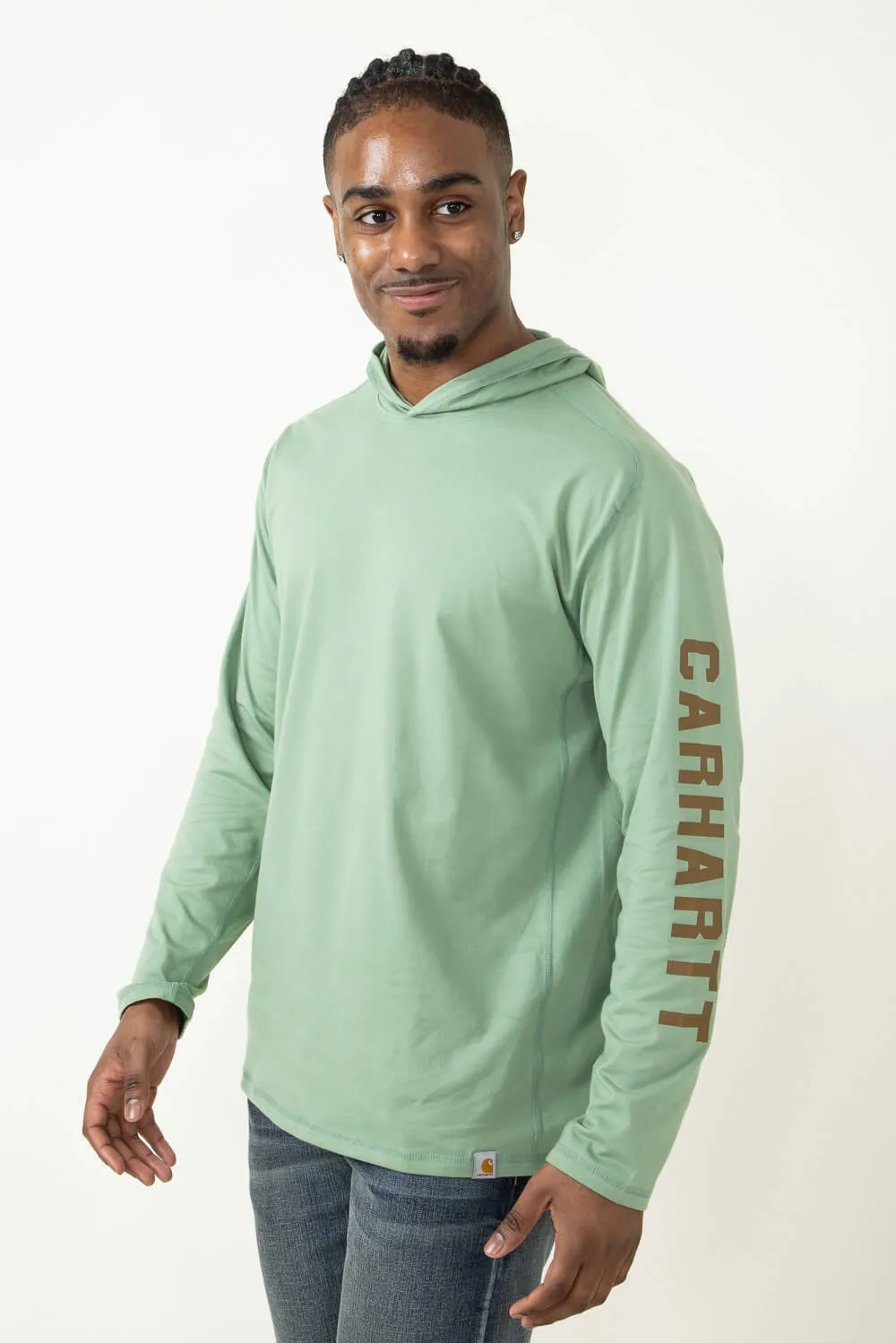Carhartt Force Relaxed Fit Midweight Long Sleeve Logo Hooded T-Shirt for Men in Green | 106654-GF5-LODENFROST sold by Glik’s product image thumbnail 3