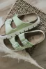 Papillio by Birkenstock Arizona Chunky Suede Sandals for Women in Faded Lime | 1026888 sold by Glik’s