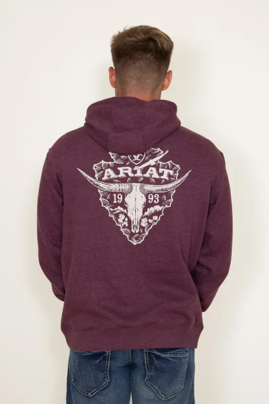 Ariat Logo Arrowhead Hoodie for Men in Berry Purple | 10046393-BERRY sold by Glik’s