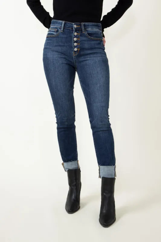 Judy Blue High Rise Button Fly Cut Off Skinny Jeans for Women | 82318REG sold by Glik’s