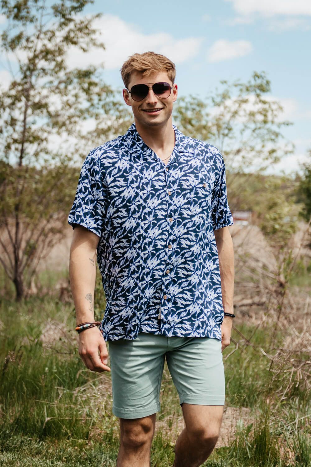 Weatherproof Vintage Rayon Tropical Palm Shirt for Men in Blue | S2384231GK-SAILORBLUE sold by Glik’s