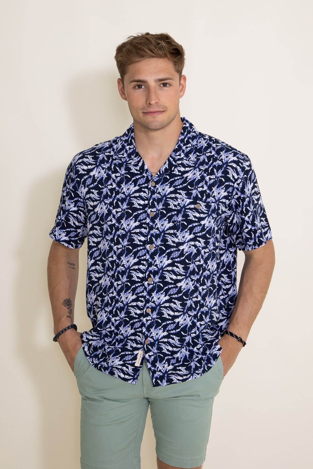 Weatherproof Vintage Rayon Tropical Palm Shirt for Men in Blue | S2384231GK-SAILORBLUE sold by Glik’s product image thumbnail 2