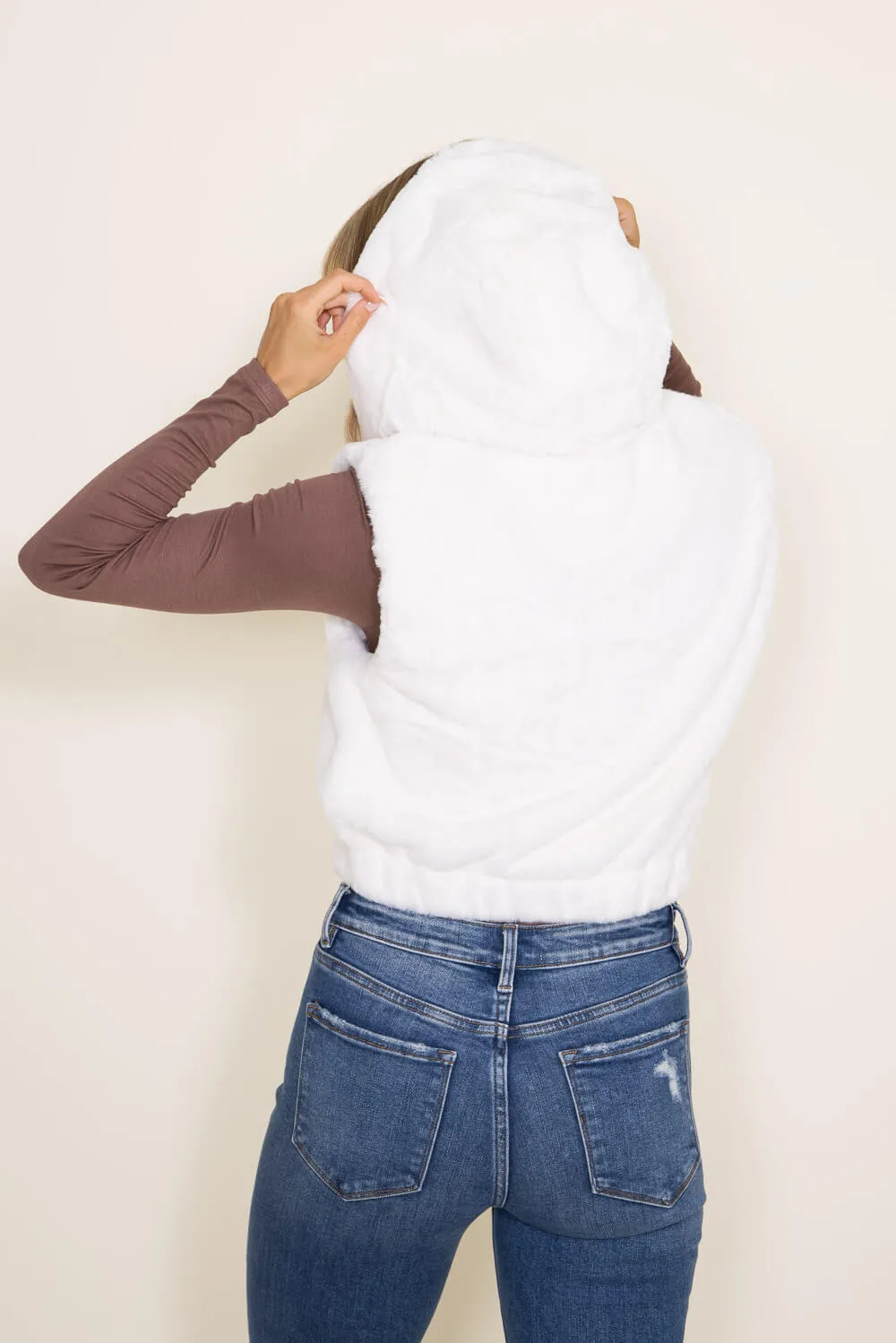 Love Tree Cropped Faux Fur Vest for Women in Ivory | 5110VN-IVORY sold by Glik’s product image thumbnail 3