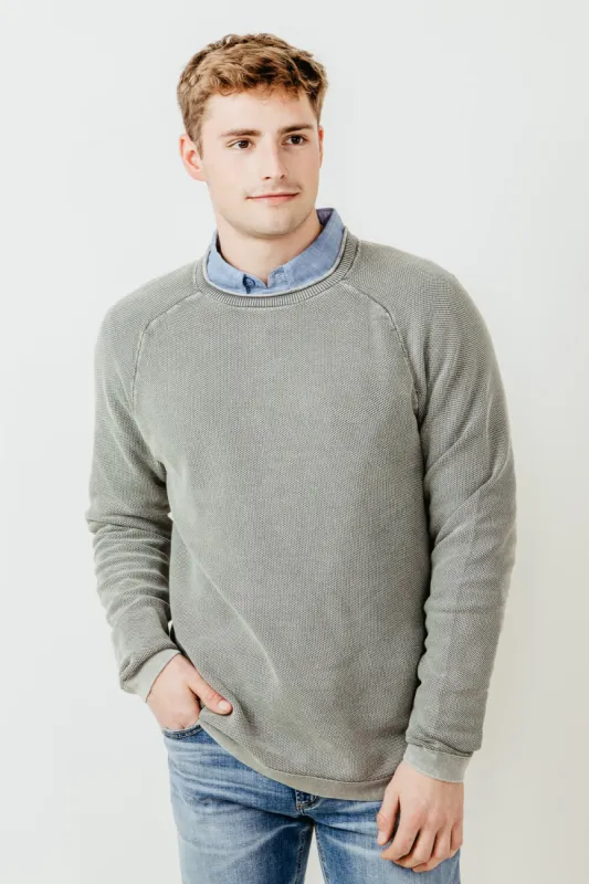 Weatherproof Vintage Stone Wash Crewneck Sweater for Men in Dark Green | S2440120GK-TEALEAF sold by Glik’s