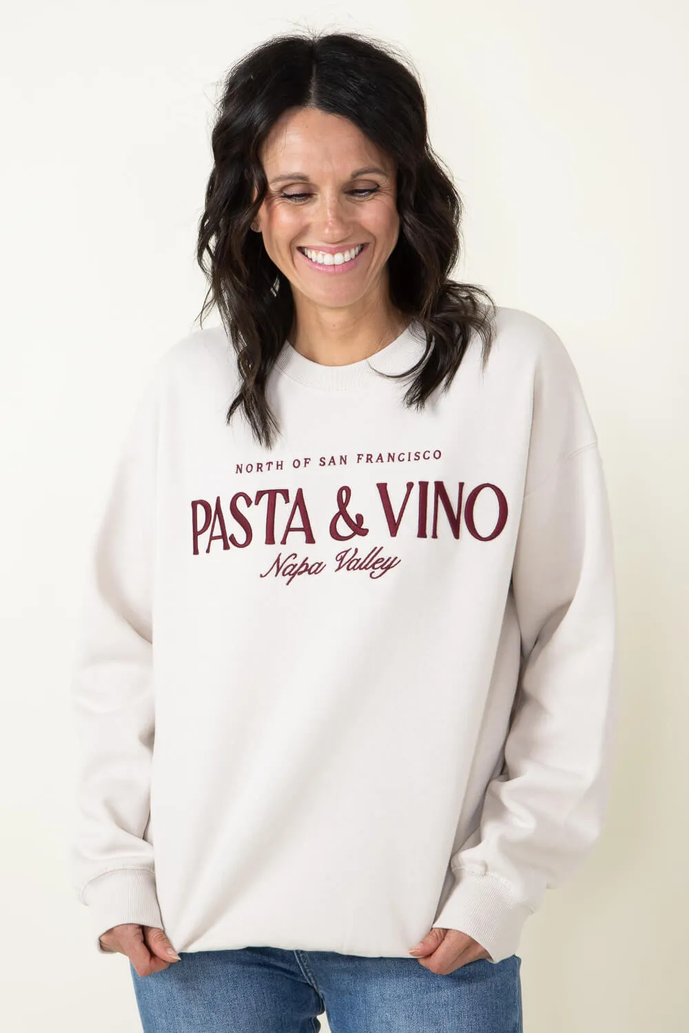 1897 Active Pasta & Vino Napa Valley Sweatshirt for Women in Beige | T727-BEIGE sold by Glik’s product image thumbnail 2