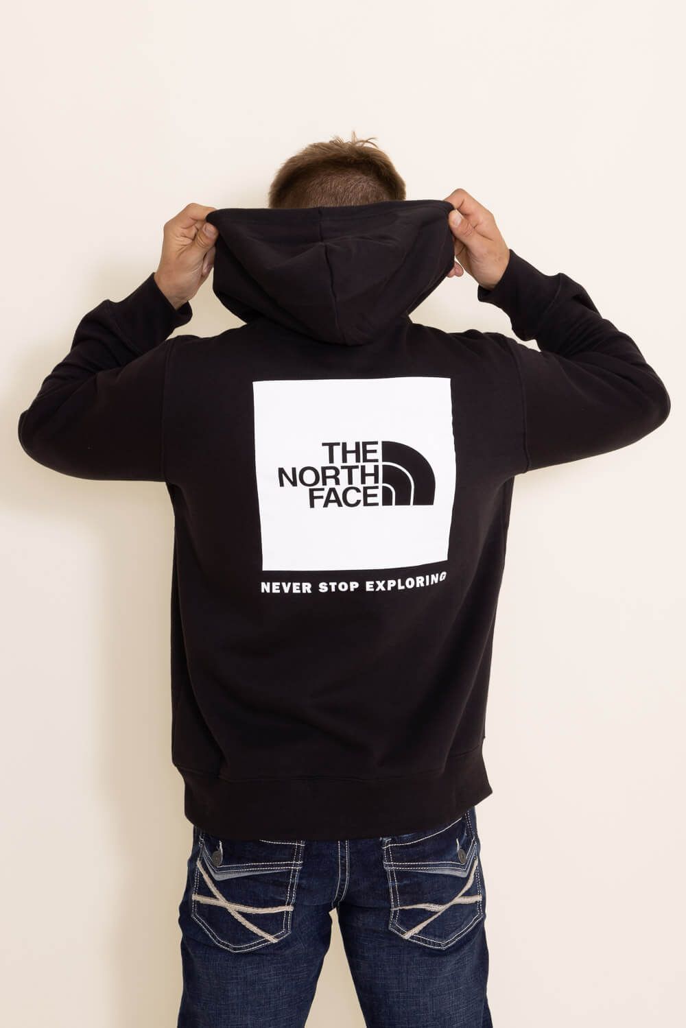 The North Face Box NSE Hoodie for Men in Black | NF0A7UNS-KY4 BLK WHT sold by Glik’s