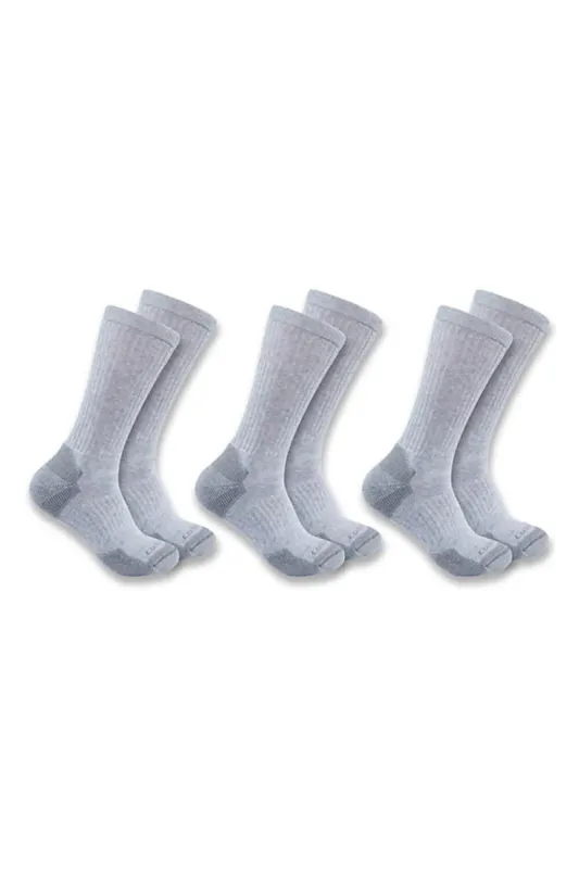 Carhartt Midweight Cotton Crew 3 Pack Socks for Men in Grey | SC6203-MGREY sold by Glik’s