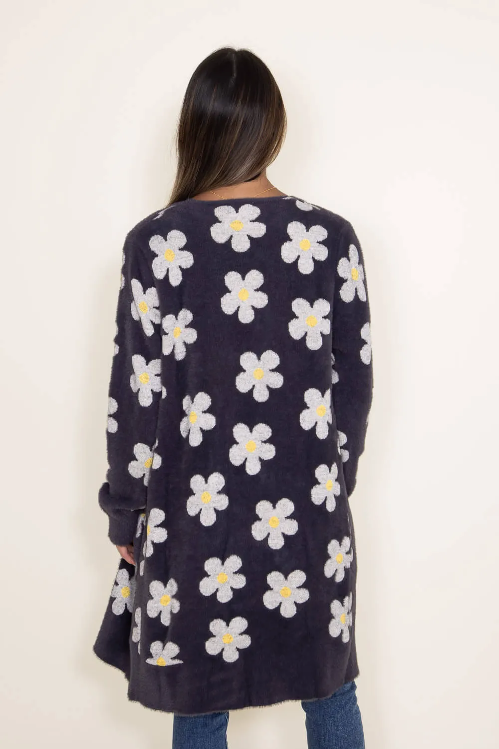 Simply Southern Fuzzy Daisy Print Long Cardigan for Women in Grey | PP-0223-FUZZY-CARDI-ASHDAISY sold by Glik’s product image thumbnail 2