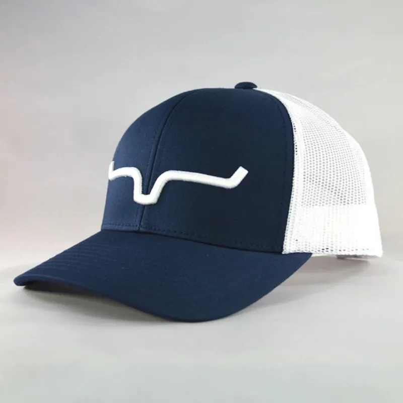 Kimes Ranch Weekly Trucker Hat for Men in Navy/White | S22-23201423-NAVYWHITE sold by Glik’s
