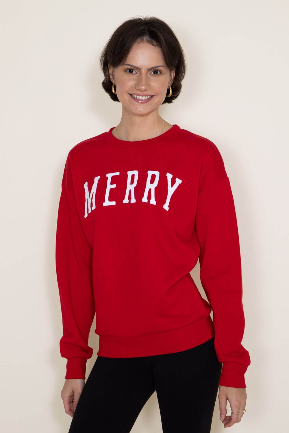 1897 Active Merry Embroidered Fleece Sweatshirt for Women in Red | GT305-MERRY-RED sold by Glik’s product image thumbnail 4