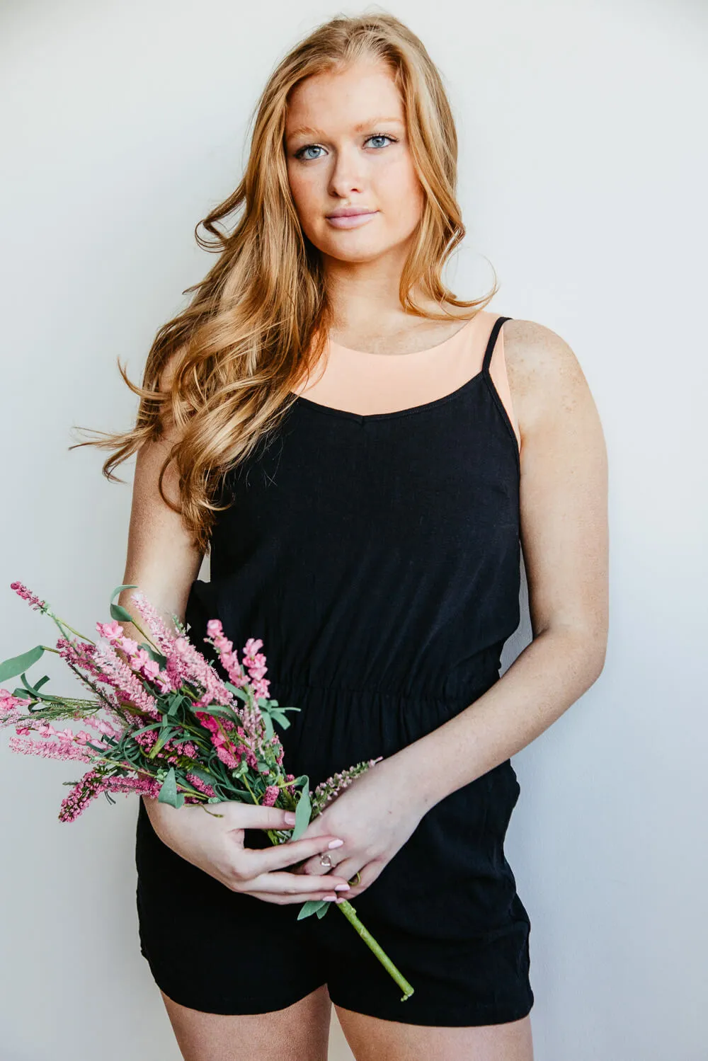 Romper with Thin Straps and Pockets for Women in Black | DZ23E423-BLACK sold by Glik’s product image thumbnail 2