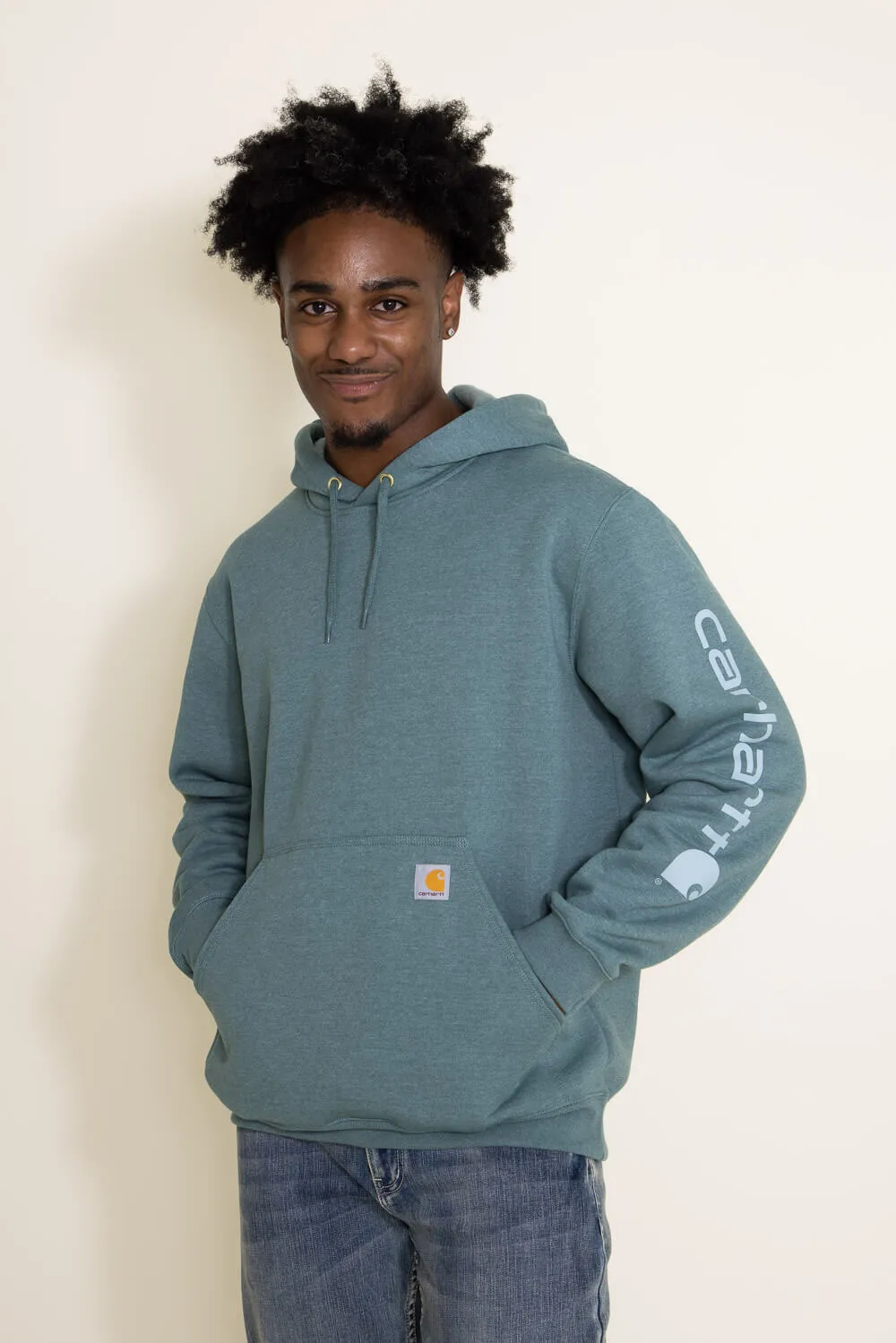 Carhartt Logo Sleeve Hoodie for Men in Teal | K288-GE1 sold by Glik’s product image thumbnail 4